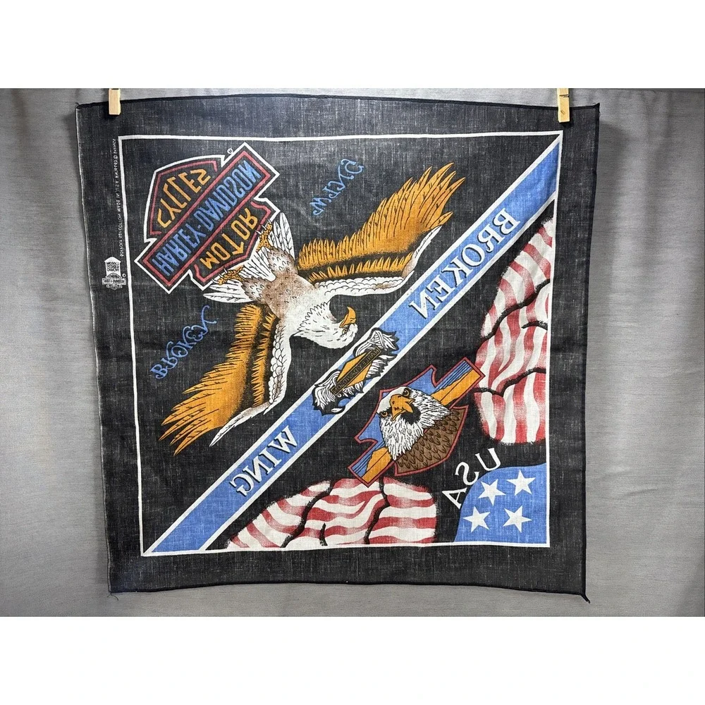Official Harley Davidson Eagle Handkerchief Scarf Bandana Break Away Broken Wing